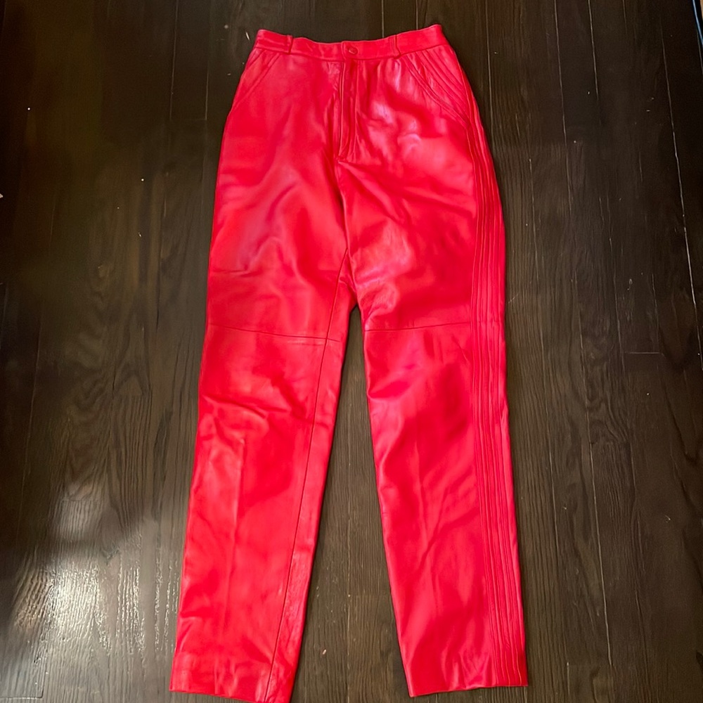 Vintage red leather pants